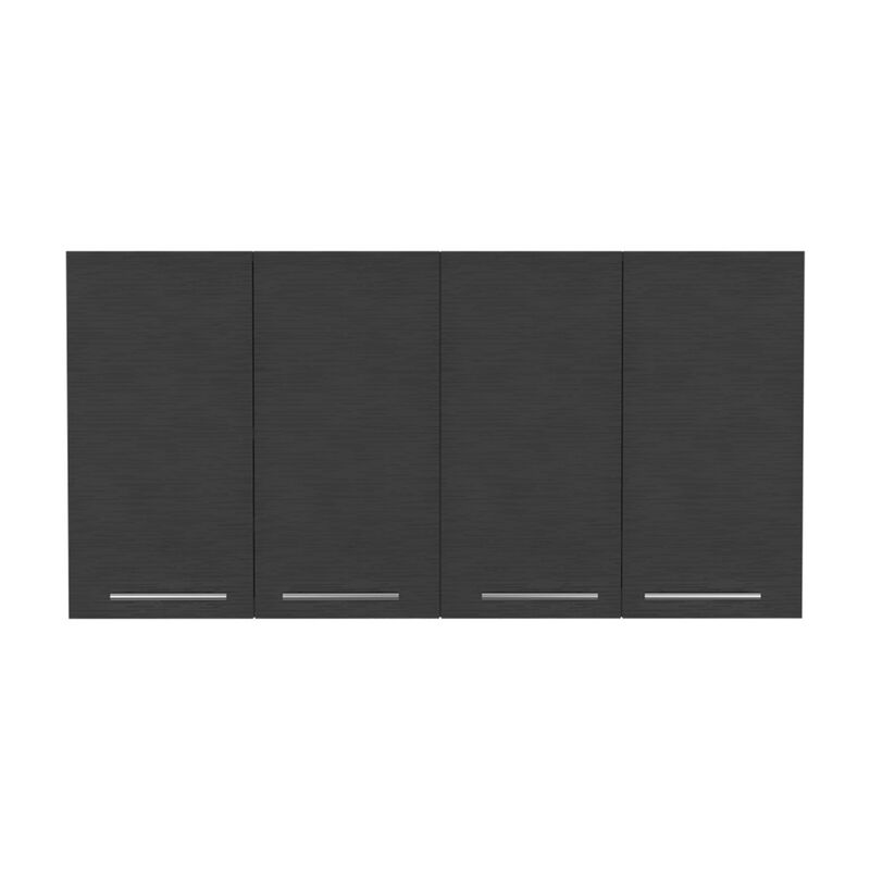 DEPOT E-SHOP Oceana 120 Wall Cabinet, Four Doors, Two Cabinets, Two Shelves, Black
