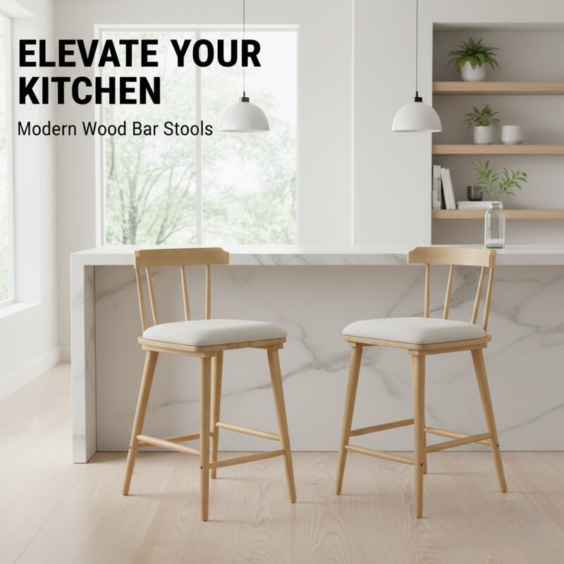 Christopher Knight Home Lilia Modern Rubberwood Upholstered Counter Stools with Curved Open Backrest (Set of 4) image number 7