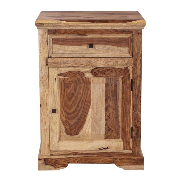 Starlight Canyon Home Solid Sheesham Wood Nightstand with Open Shelf, Bohemian Bedside Table
