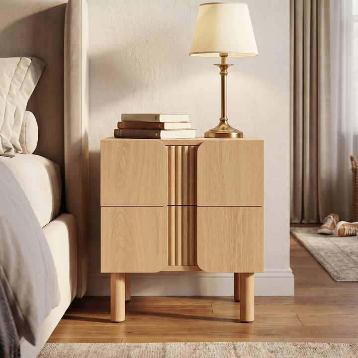 20.5" Blonde Birch 2-Drawer Wood Nightstand