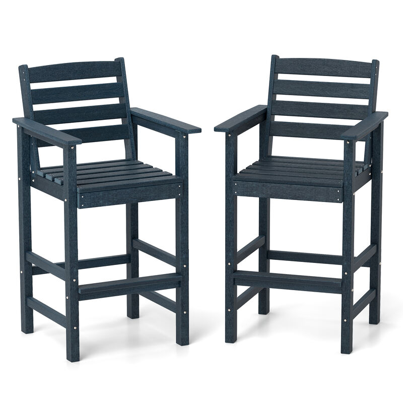 Set of 2 HDPE Adirondack Bar Chairs with Wide Armrests &ndash; Weather-Resistant Patio Seating