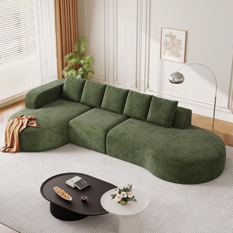 Vipbear 144 Inch Oversized Modular Sectional Sofa, Deep Seat 5-Seater Chenille Boneless Cloud Couch image number 2