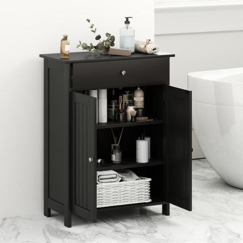 Hivvago Bathroom Floor Cabinet Freestanding Storage Organizer with 2 Doors