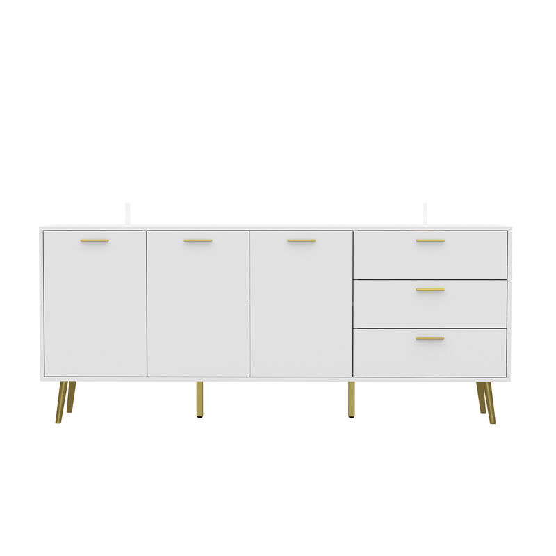 FUFU&GAGA Modern Sideboard Buffet Cabinet with 3 Drawers and 3 Doors, (70.9" W x 15.7" D x 30" H),White