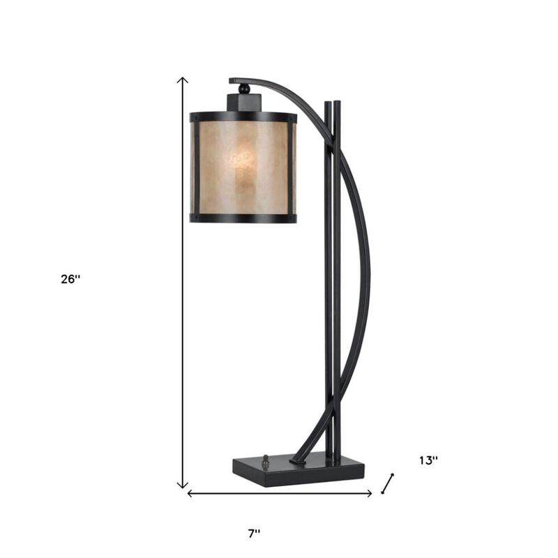 Hivvago 26" Black Metal Lantern Table Lamp With White Drum Shade