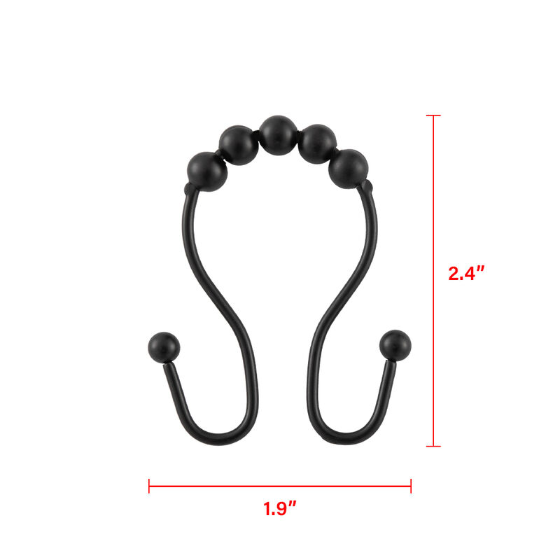 Stainless Steel Double Shower Curtain Hooks, Set of 12 image number 8