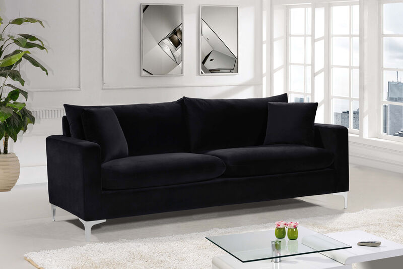 Meridian Furniture Naomi Black Velvet Sofa image number 3