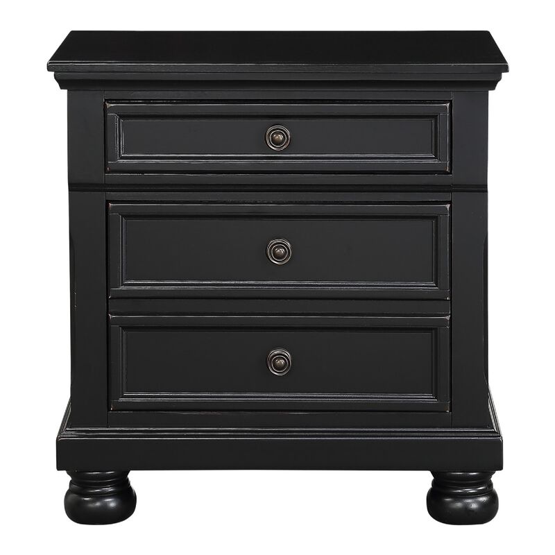 Queen Size Bedroom Set, Black Finish, Storage Bed with Drawers, 3-Piece Set with Bed and Two Nightstands image number 5
