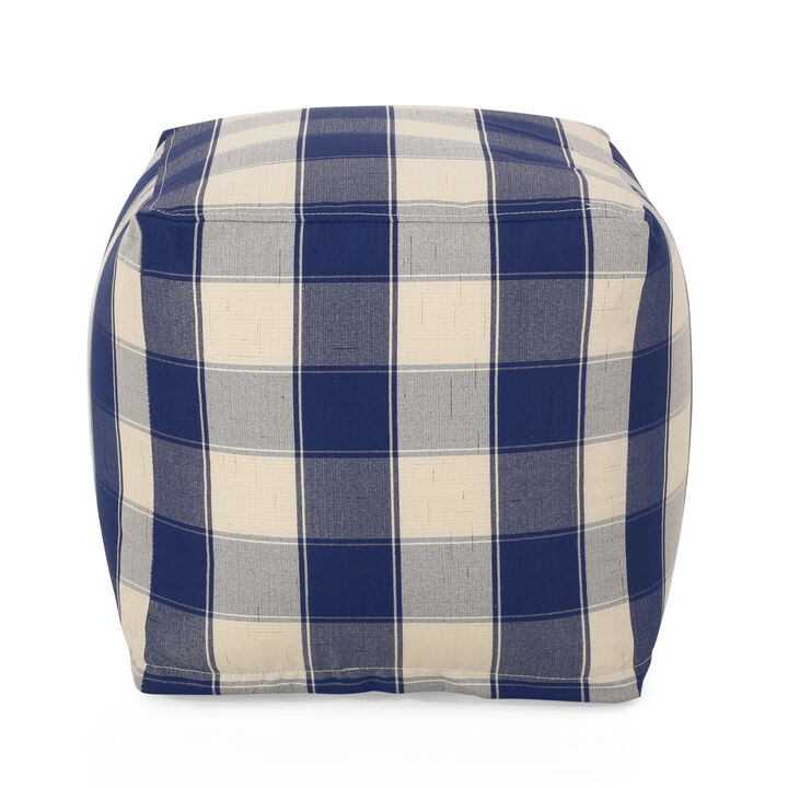 GOODSILO Stylish Square Pouf Ottoman with Checkered Pattern for Versatile Seating