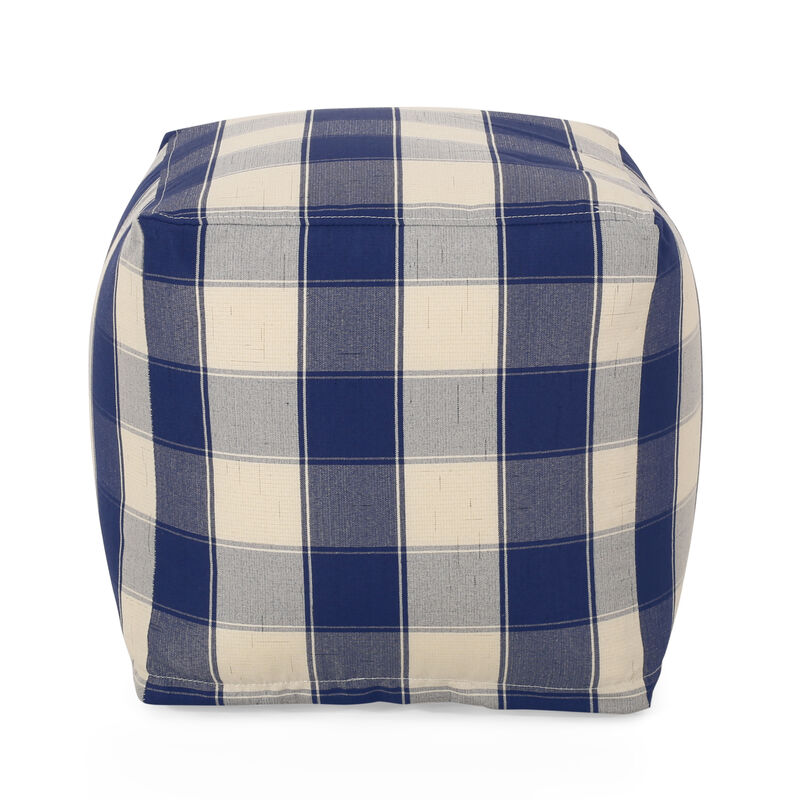 GOODSILO Stylish Square Pouf Ottoman with Checkered Pattern for Versatile Seating image number 0