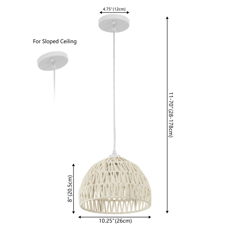 Campana Bohemian Modern Woven Rattaniron LED Pendant