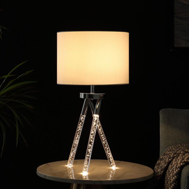 Hivvago 26" Silver and LED Acrylic Tripod Table Lamp With White Shade