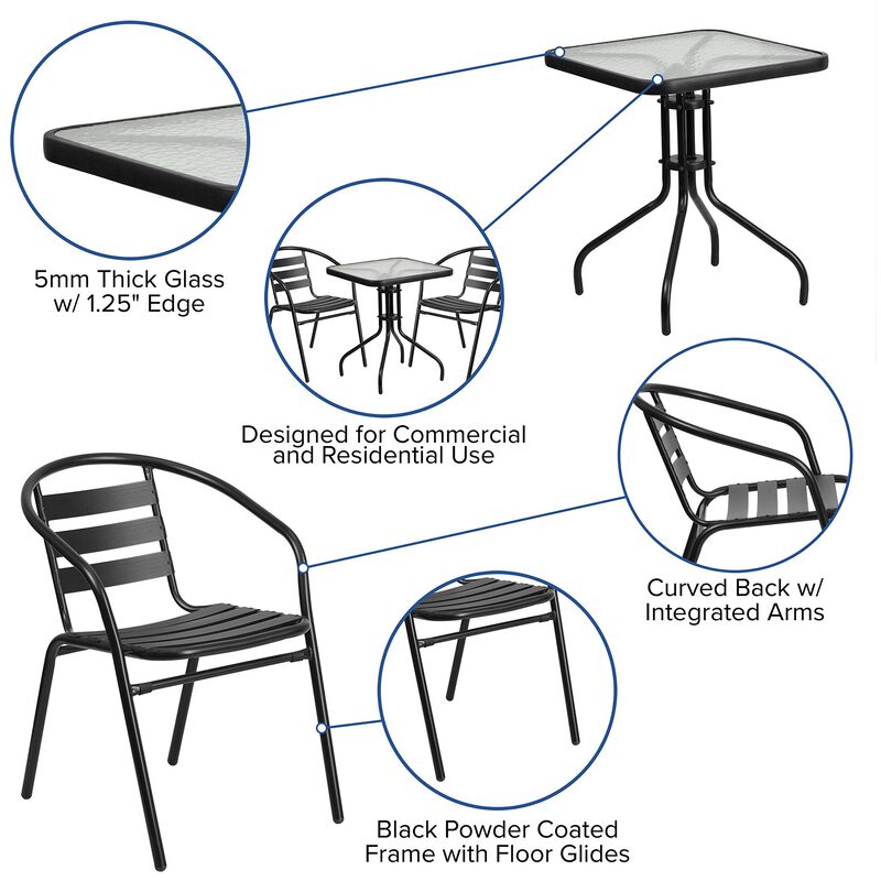 23.5SQ Black Patio Table Set image number 2