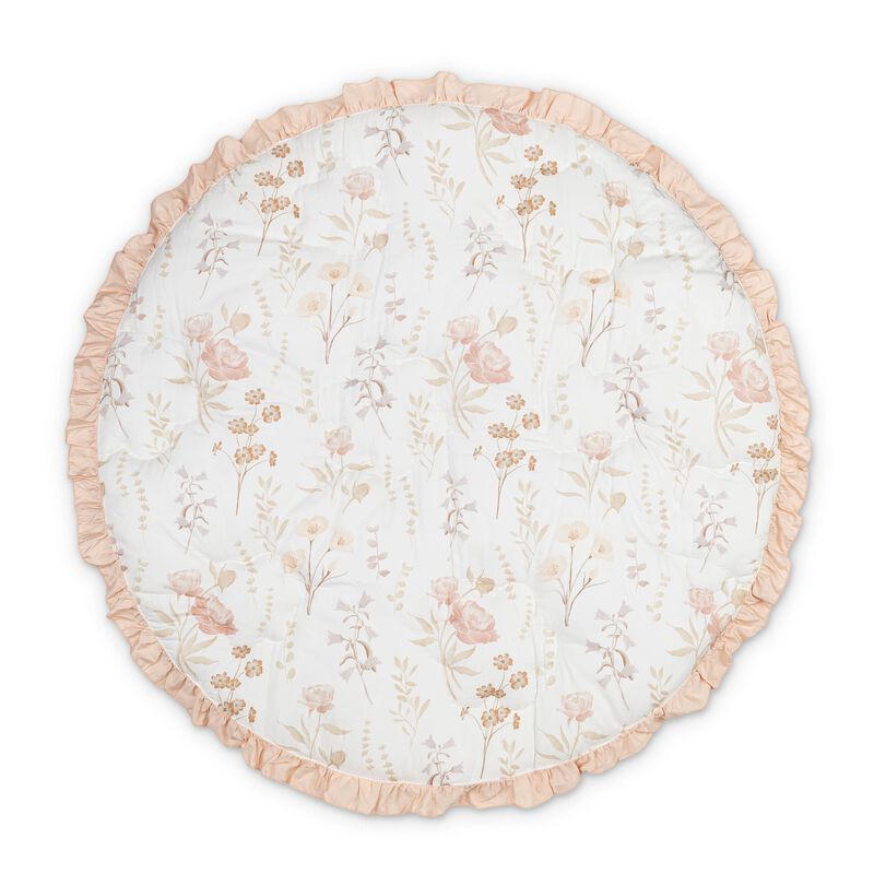 Violet Floral Ruffle Quilted Baby Play Mat image number 0