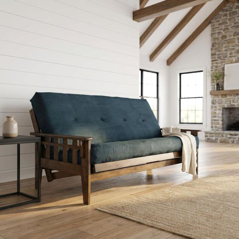 Tucson Frame-Rustic Walnut Finish-Suede Navy Mattress image number 7