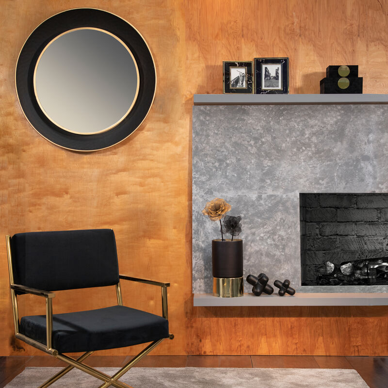 Black Geometric Orb Sculpture