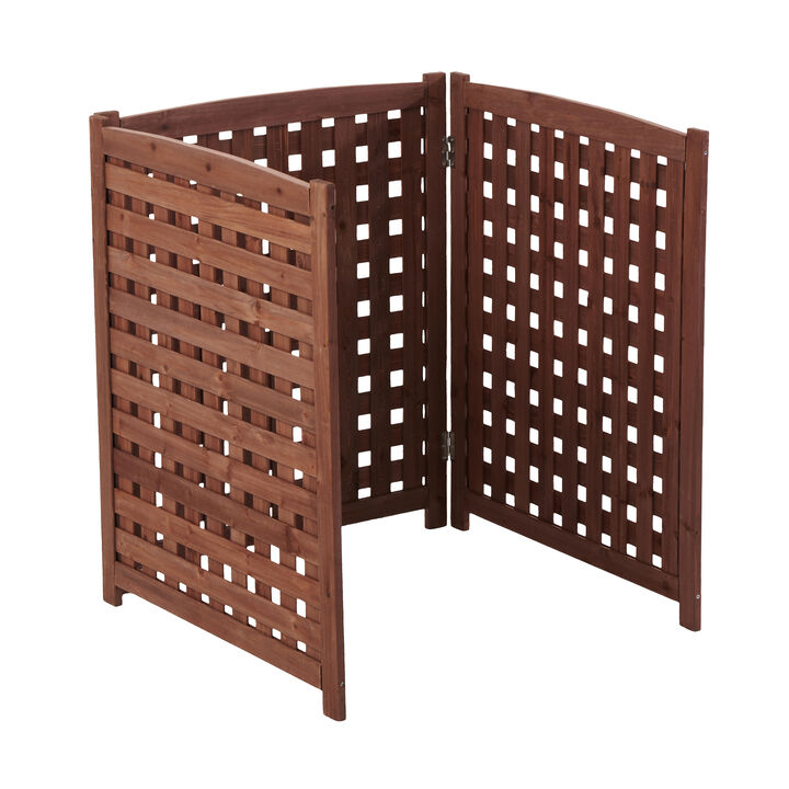 3-Panel Outdoor Air Conditioner Fence Screen, 32" W x 38" H Outside Wood Privacy Fence,Grey