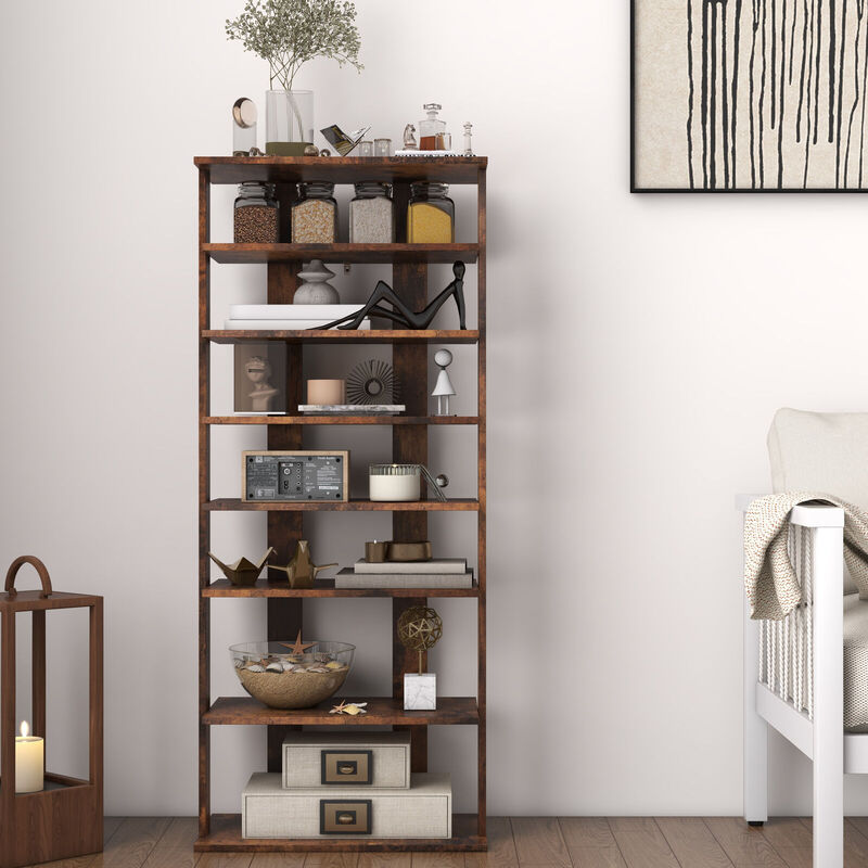7-Tier Dual Shoe Rack Free Standing Shelves Storage Shelves Concise