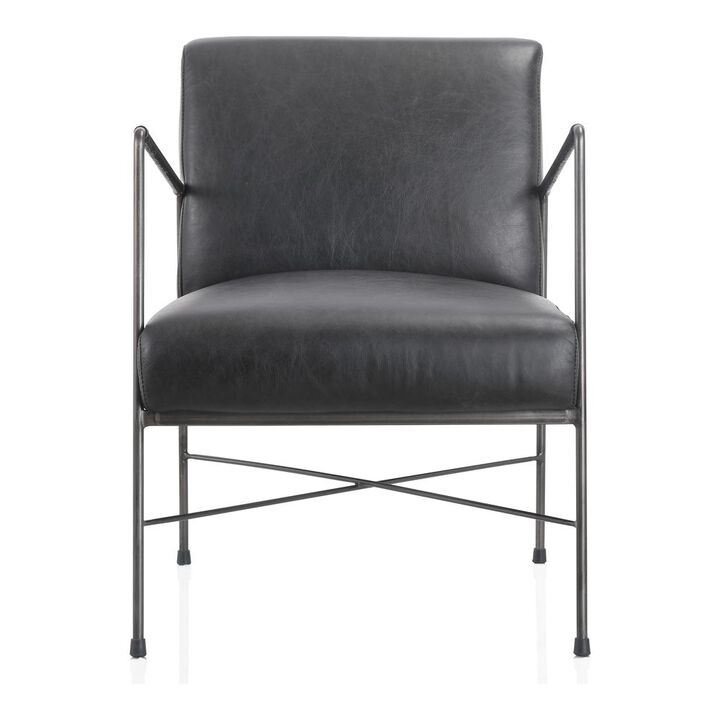 Moe's Home Collection Dagwood Leather Arm Chair Black