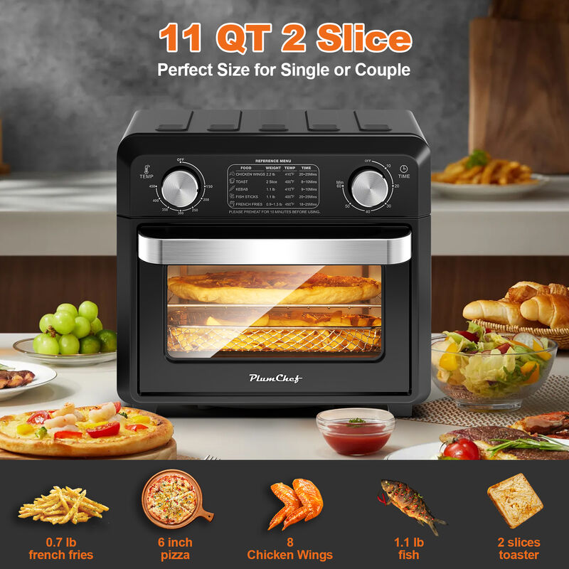 11QT Compact Air Fryer Toaster Oven, Countertop Oven, Warm, Broil, Toast, Bake, Air Fry, Oil-Free image number 3