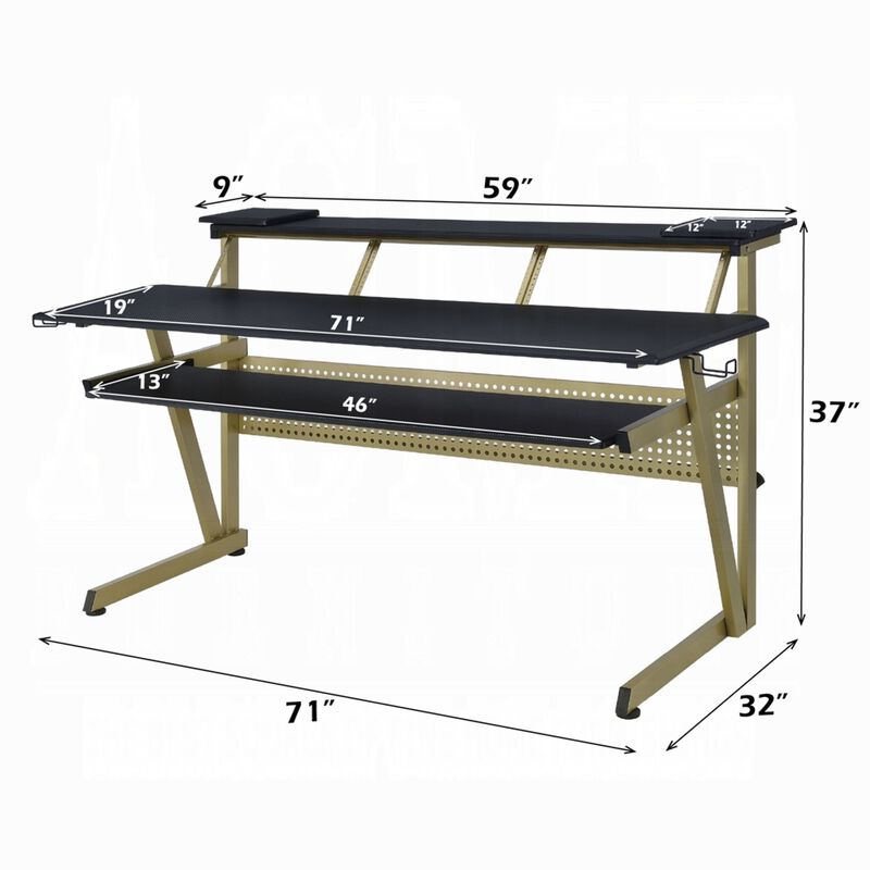 Vion 71 Inch Music Producer Desk for Computer, Black, 3 Tier Shelves