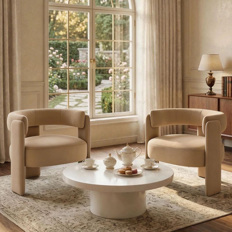 Envelor Modern Velvet Wingback Accent Armchair image number 2