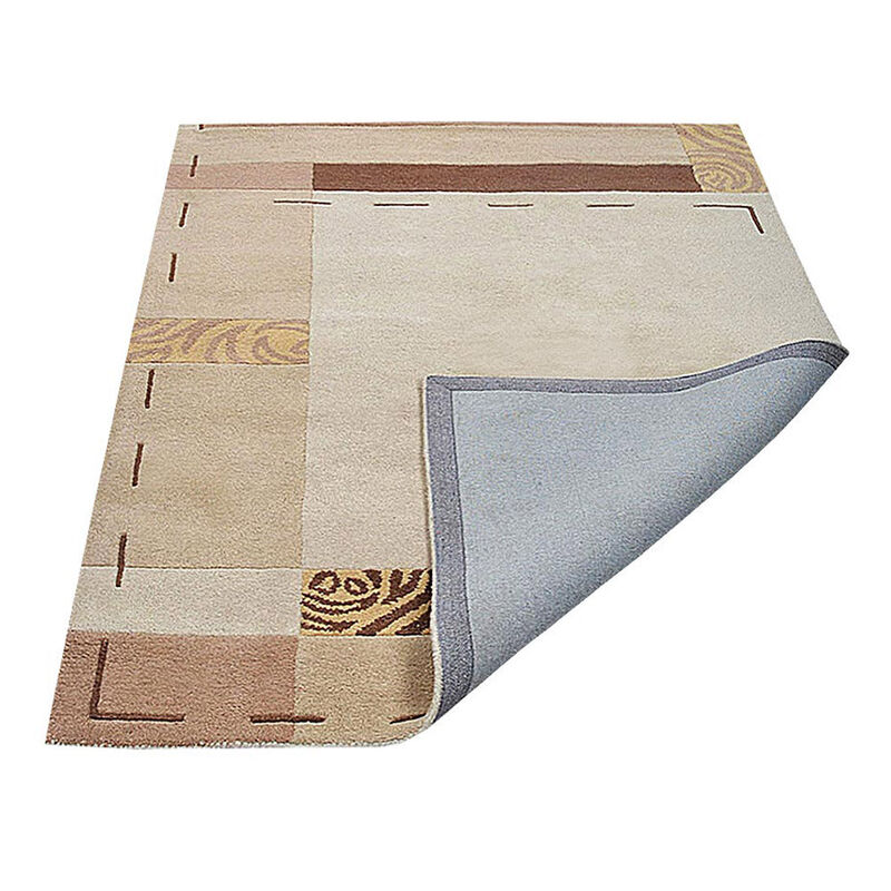 RUGSOTIC CARPETS HAND TUFTED WOOL ECO-FRIENDLY AREA RUGS  - 4'x6', Rectangle Shape, Beige, Geometric Modern Design, High Pile Thick Handmade Anti Skid Area Rugs for Living Room, Bed Room (K09088)