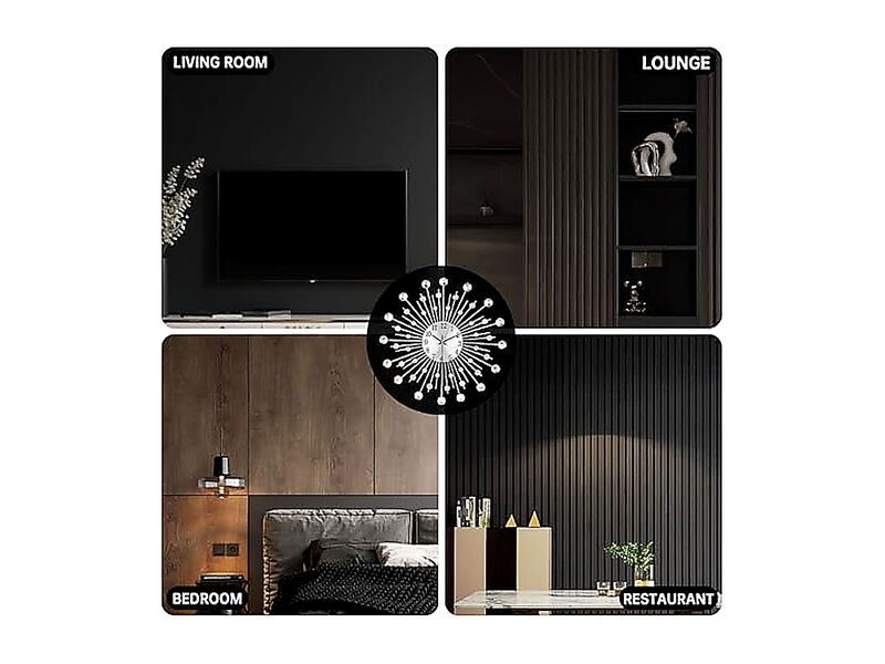 Large Wall Clock Living Decor Non Ticking Quiet Metal Quartz Clocks Modern Dial image number 3