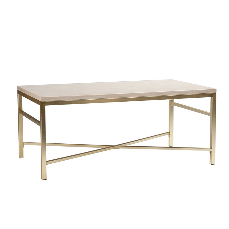 Hivvago 42 Inch Off White Manufactured Wood And Metal Rectangular Coffee Table