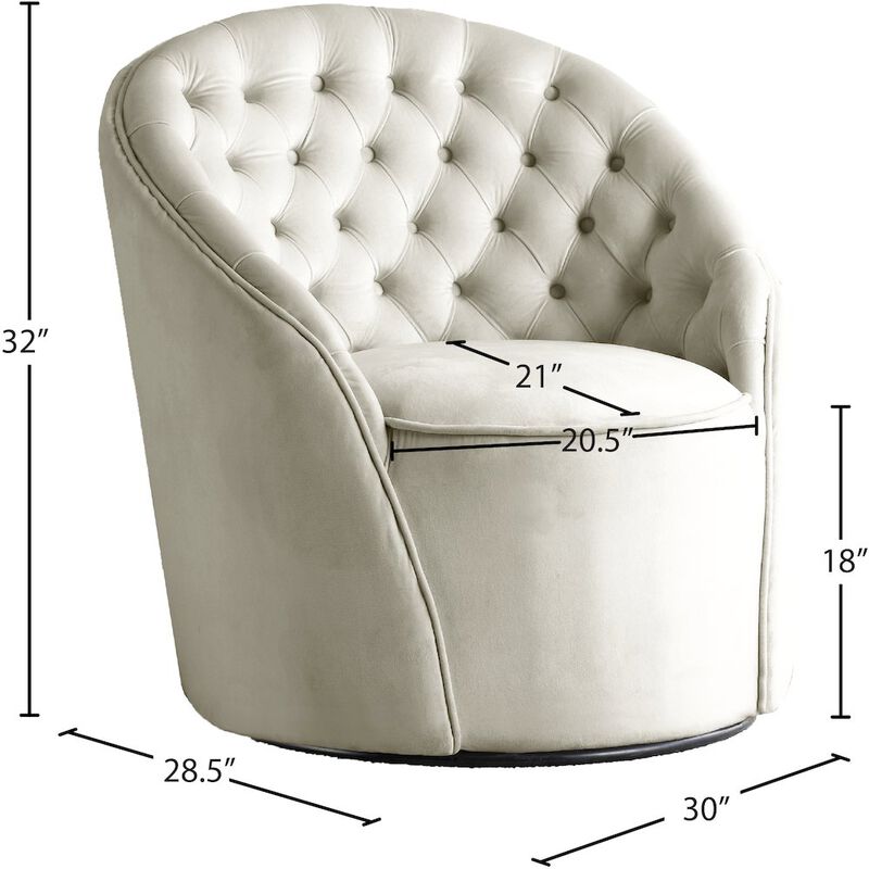 Meridian Furniture Alessio Cream Velvet Accent Chair