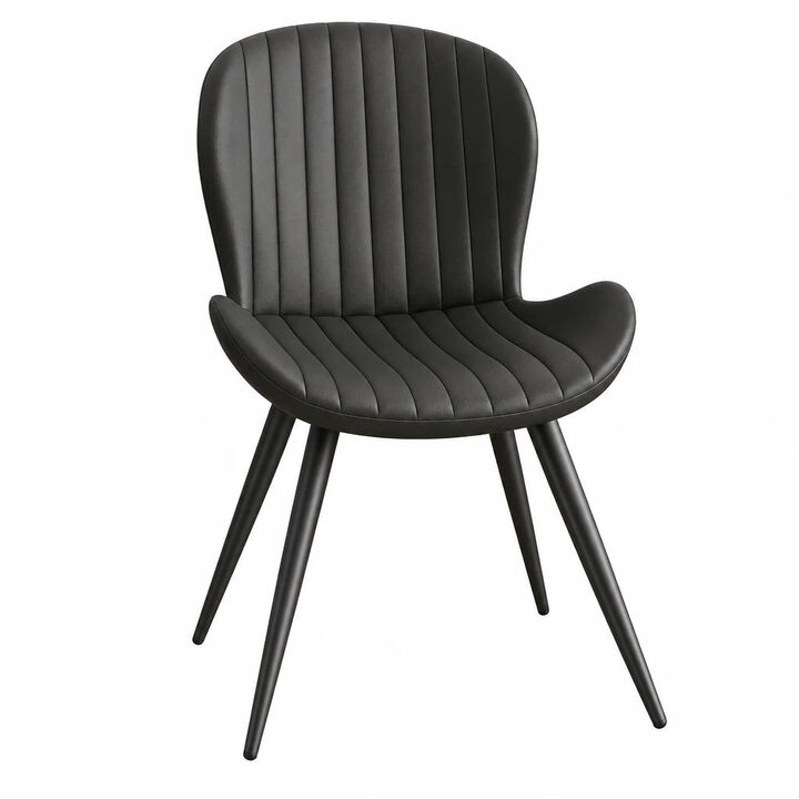 Modern Ribbed Upholstered Dining Chair Set of 4