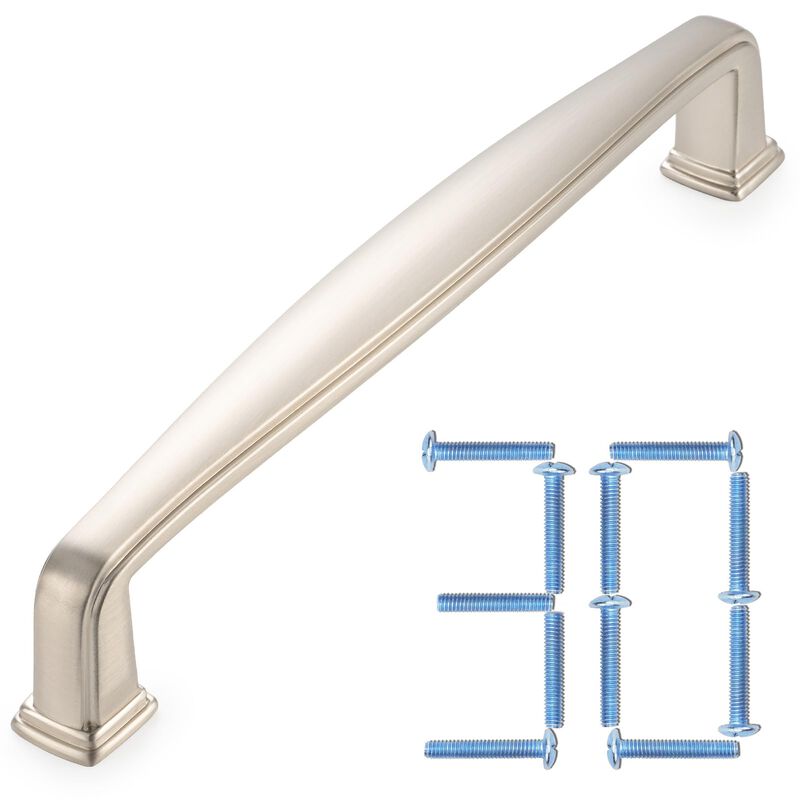 KOOFIZO 30-Pack Square Foot Cabinet Arch Pull - Brushed Nickel Furniture Handle, 5 Inch/128mm Screw Spacing for Kitchen Cupboard