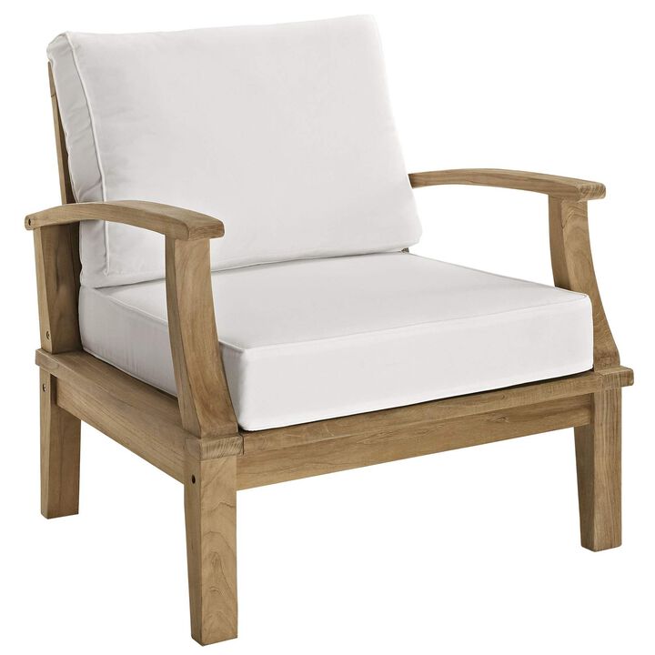 East End Imports EEI-1469-NAT-WHI-SET Marina 4 Piece Outdoor Patio Teak Sofa Set44; Natural White