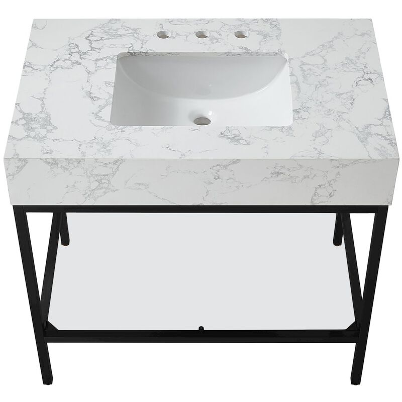 Meridian Furniture Marmo White Engineered Marble Bathroom Vanity
