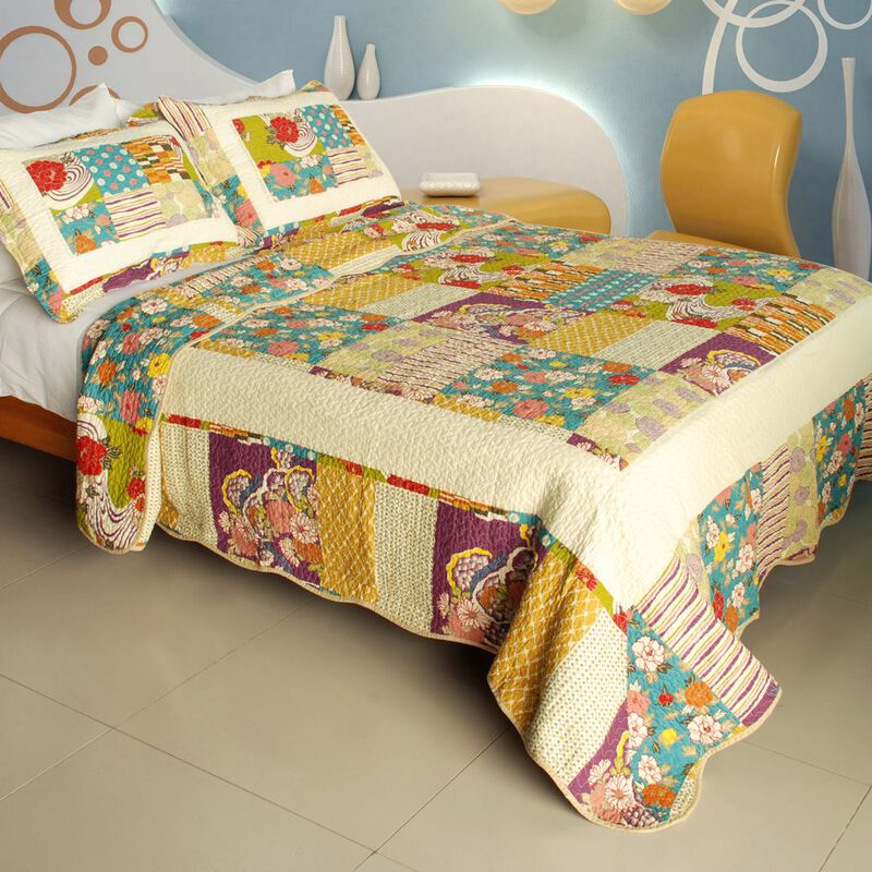 Memory Piano Cotton 3PC Vermicelli Quilted Printed Quilt Set Queen Size Bedding Set image number 0