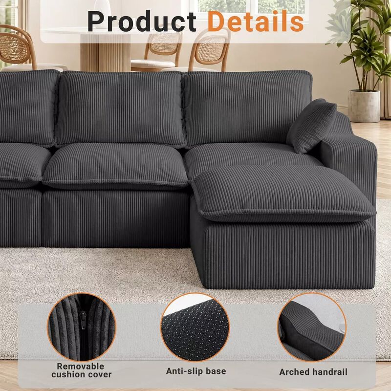 107" Long-Shaped Modular Sectional Sofa image number 2