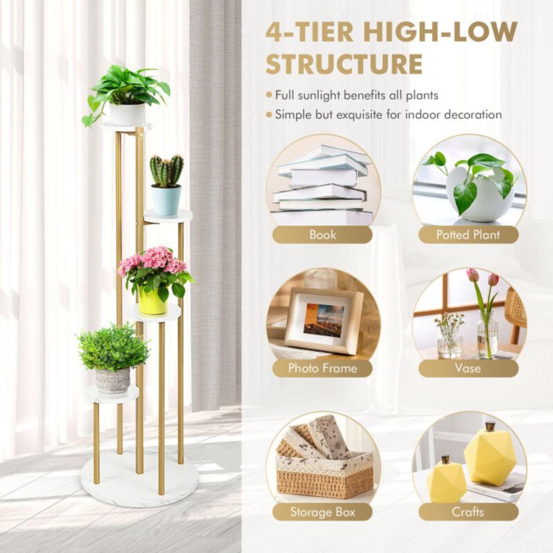 Hivvago 4-Tier 48.5 Inch Metal Plant Stand-White