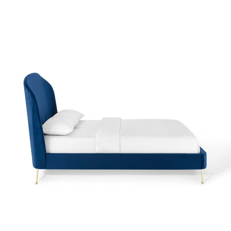Modway - Mira Upholstered Performance Velvet Queen Platform Bed Navy image number 3