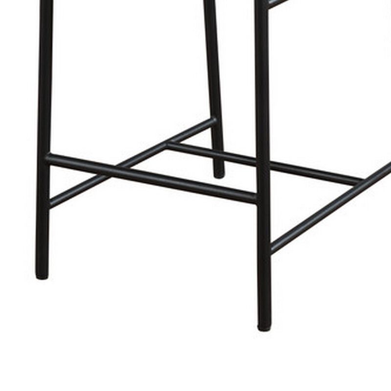 Kive 26 Inch Counter Height Stool Chair, Boucle Channel Tufted, Light Gray - Benzara