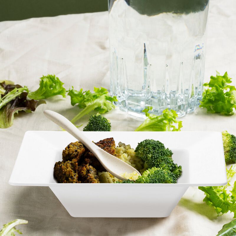 12 oz. White Square Plastic Soup Bowls (120 Bowls) image number 8