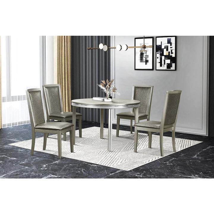 New Classic Furniture Lumina Wood Dining Chair in Silver (Set of 2)