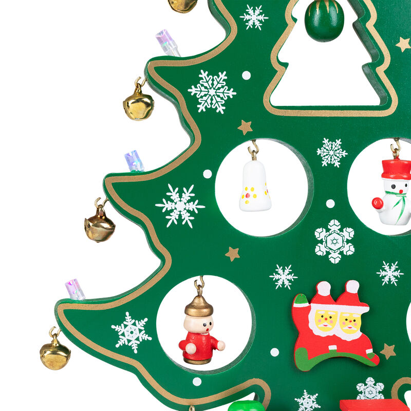 11.25" Red and Green Christmas Tree Cut-Out with Miniature Ornaments Tabletop Decoration image number 6