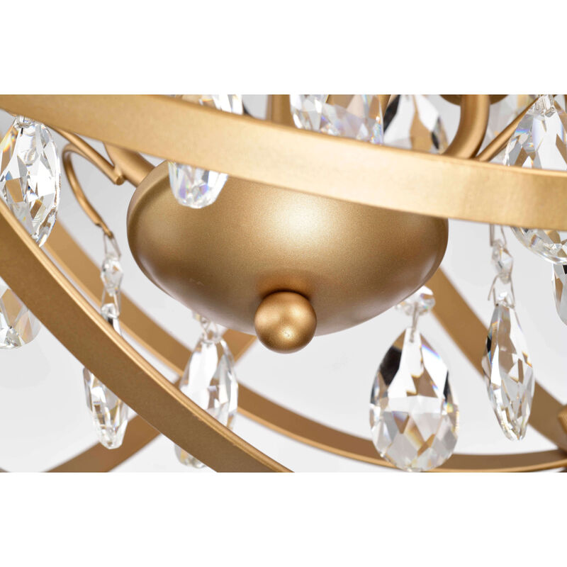 Clara Yellow-ish Gold 5-Light Metal Globe Crystal Chandelier image number 5