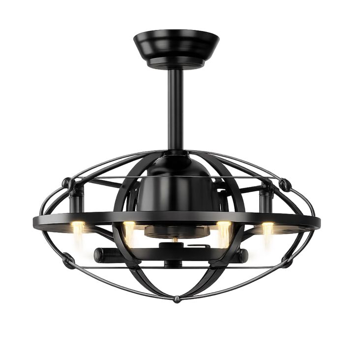 ELEMENT ACE 20.63 Inch Caged Ceiling Fan with Lights, Reversible Silent Fan for Farmhouse, Bedroom, Living Room, Bulbs Not Included
