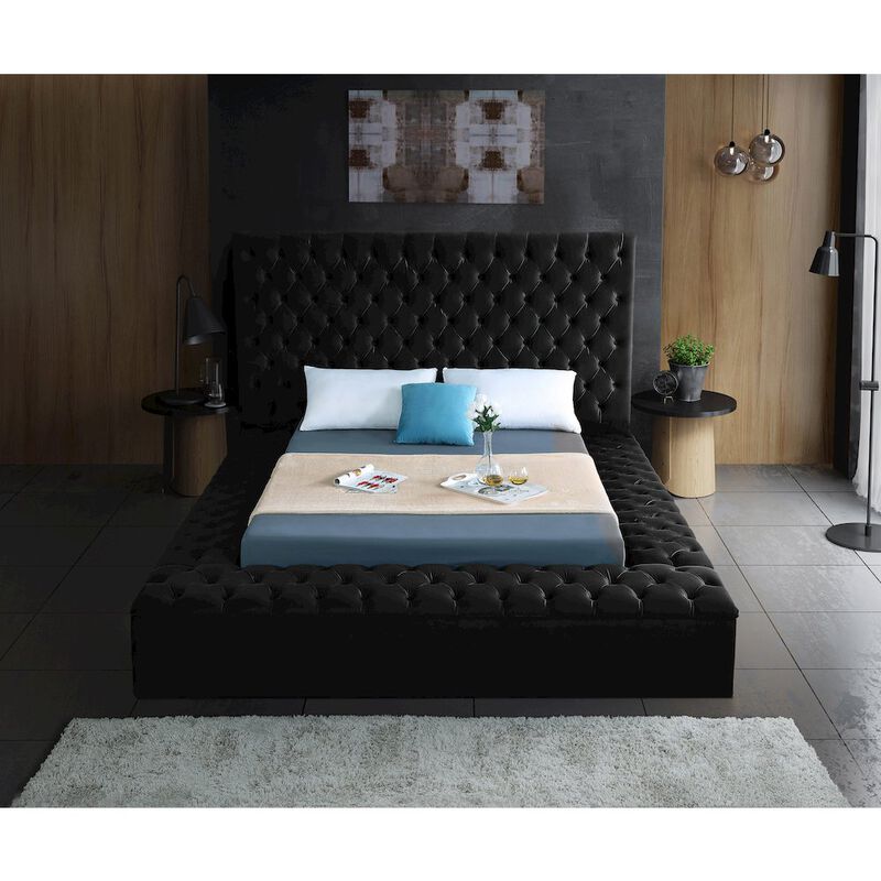 Meridian Furniture Bliss Black Velvet Queen Bed