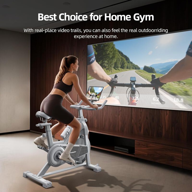 HARISON Magnetic Exercise Bike for Home 380 LB Capacity with Bluetooth, Stationary Bike with iPad Holde (HR-X12 Sliver) image number 1