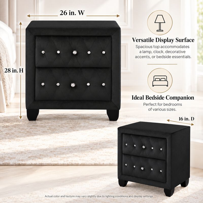Ceralissiq Tufted 2-Drawer Nightstand image number 5