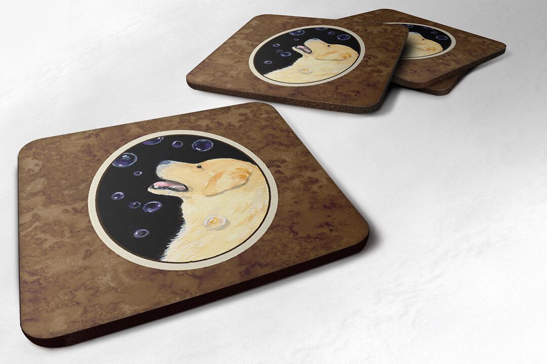 Caroline's Treasures SS8940FC Golden Retriever Foam Coasters (Set of 4), 3.5 H x 3.5 W, Multicolor