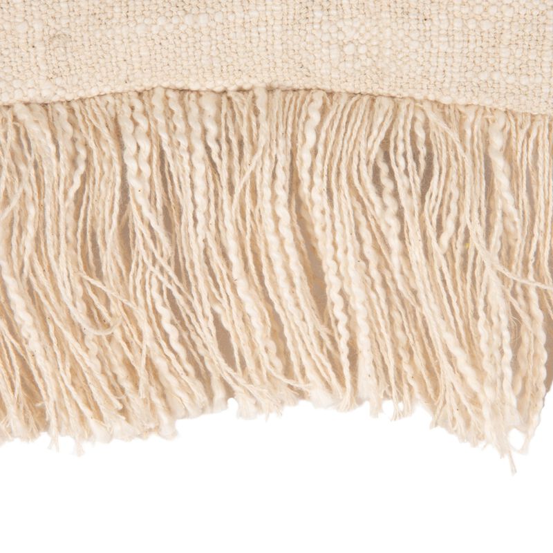 Embroidered Cotton Lumbar Pillow with Fringe, Earthen Multicolors image number 5