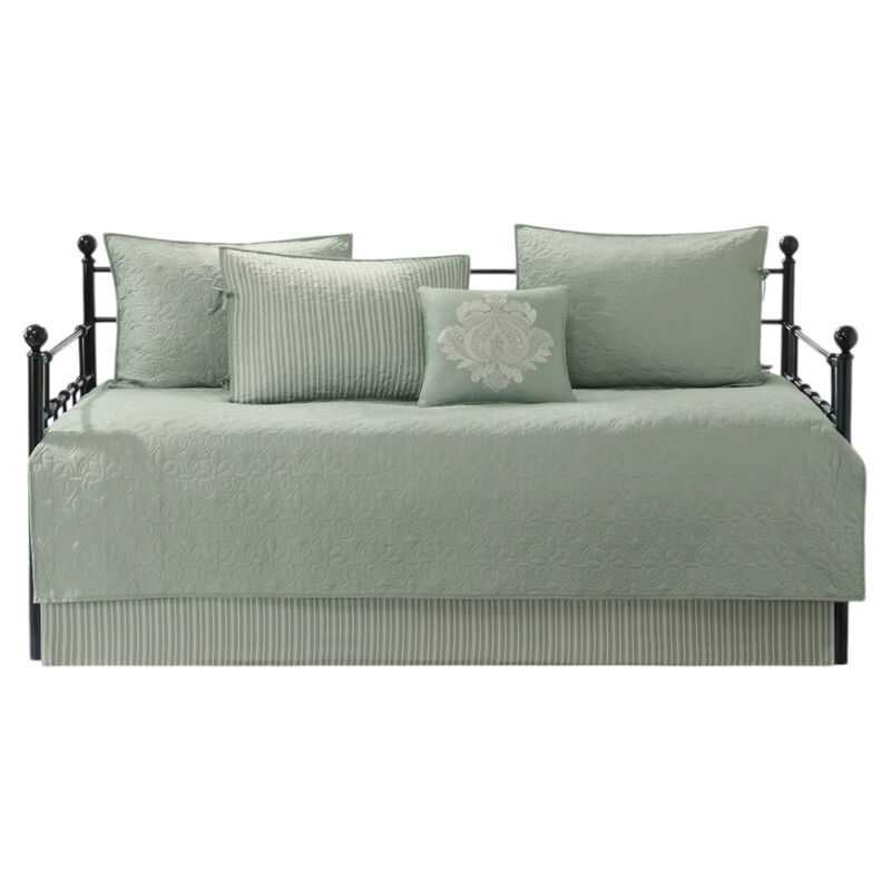 6-Piece Country Cottage Quilted Khaki Reversible Day Bed Cover Set